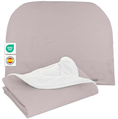 MIMUSELINA Copertina Neonato Invernale in Cotone | Coperta Invernale Neonato 70x90cm Calda e Morbida | Coperta Lettino e Culla Avvolgi Bambino | Ideale per Inverno e Mezze Stagioni | Waffle Taupe