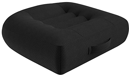 WYJHNLBEDC Sitzauflage/Sitzerhöhung Auto, Sitzkissen/Stuhlkissen aus Polyester, 40x40 Ergonomisch Orthopädisches für Sitzen, Esstisch Stühle/Bürostuhl/Rollstuhl/Gartenstühle/Sofa Rücken Schwarz