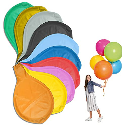 10 stycken stora ballonger färgglada YUTOU 96 cm ballong helium latex jättestor ballong jätte färgglada ballonger jätteballong för fest födelsedag bröllop festival dekoration (10 färger)