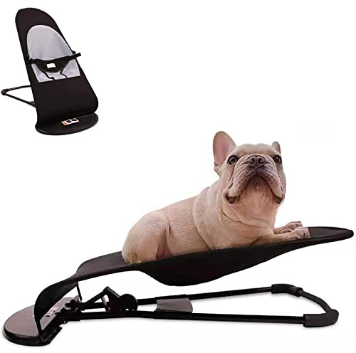 RROWER Sedia a Dondolo per Cani, Portatile, Pet Dog Cat Bed, Letto Pieghevole Adatto per Animali Domestici sotto 33 libbre / 15 kg, Nero