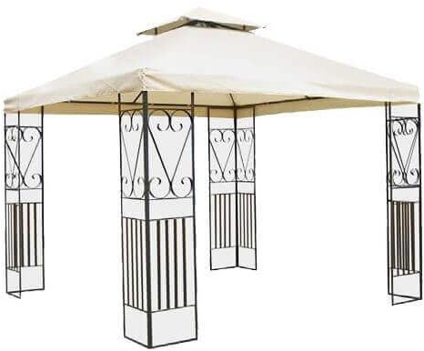 MilaniHome.it - Gazebo 3x3 in Metallo con Pareti Decorate Ferro Nero con Telo Beige per Esterno E Giardinodi coloreAntracite