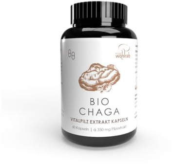 Pilze Wohlrab - Bio Chaga Pilz Kapseln - Chaga Extrakt Kapseln - 60 Stück - Bio Acerola Vitamin C - Vitalpilze Extrakt