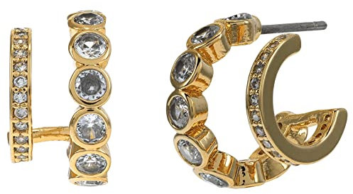 Kate Spade New York Dazzle Double Huggies Earrings Clear/Gold One Size