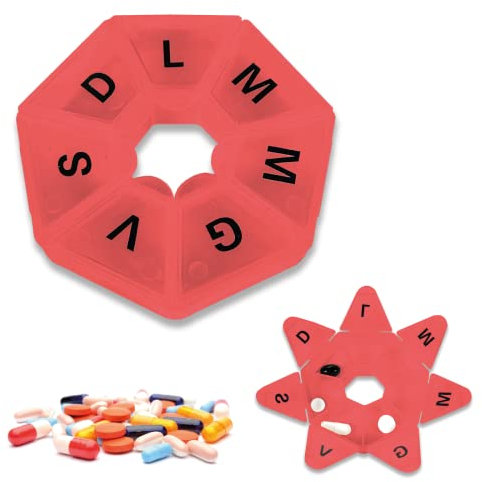 Portapillole Settimanale Colorato in ITALIANO a 7 Scomparti 7 Giorni Portapastiglie Giornaliero Organizer Medicine Porta Pastiglie Pillole Medicinali, Trasparente Satinato (ROSSO)
