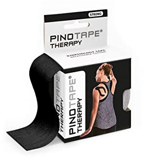 PINOTAPE Kinesiologie Tape Baumwolle 5 cm x 5 m Schwarz 4er Pack