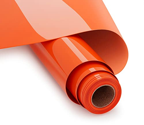 UIOK Flex Thermocollant Pour Tissu, 30.5 x 365.7cm Vinyle Thermocollant Néon Orange HTV Flex Thermocollant Film pour DIY T-Shirts Vêtements Sacs et Autres Tissus, Facile à Couper (Néon Orange)