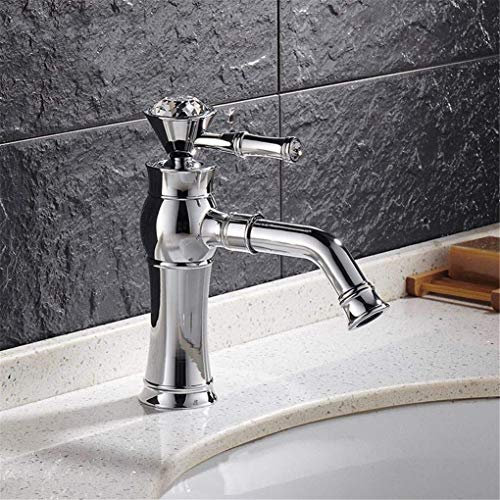 Kupfer-Waschtischarmatur Badarmatur mit Kristallarmatur Wasserhahn Galvanisierter Wasserhahn Kalt- und Warmwassermischer Einhand-Einzelanschlusshahn good