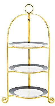 LUCBEI Kuchenständer ServierStänder Multi-Color-Dreischicht-Kuchen-Stand-Kreativer Keramik-Kuchen-Display-Stand mit Griff-Dessert-Tisch for Zuhause, Restaurant, Hotel Tortenständer (Color : Schwarz)