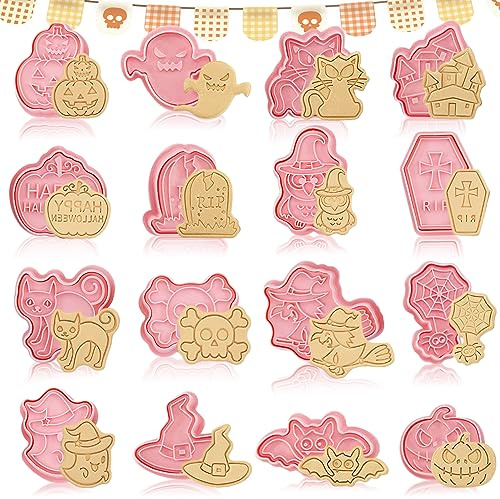Ausstechförmchen Halloween, 16 PCS Keksausstecher Plätzchenformen für Kinder Halloween Ausstecher Ausstechfomen Set Cookie Backen Form,Kinder Backen Küche Zubehör