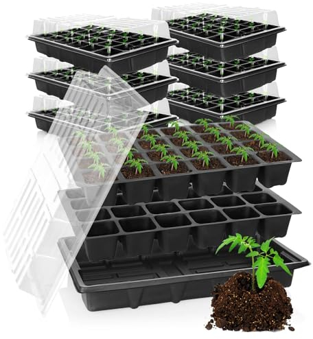 com-four® 24-teiliges Anzucht-Set, Set mit Wasserwannen, Gewächshausdeckel und Topfplatten mit 288 Zellen zum Anziehen von Pflanzen im Innenbereich (024-teilig - Anzuchtset 38x25cm)