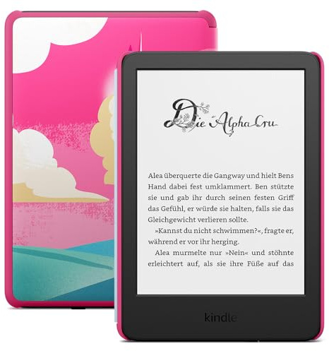 Amazon Kindle Kids (neueste Generation) – Falls das Gerät kaputtgeht, ersetzen wir es. Inklusive altersgerechter Bücher, Hülle, blendfreiem Bildschirm und schnellerem Umblättern – Einhorntal-Design