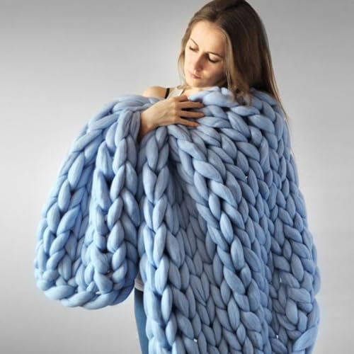 RUANLOV Manta Ponderada para NiñOs, Manta De Punto Grueso, OrgáNico, Respirable, Calma, Hecho A Mano, Facil De Mantener, Adecuado para Sofá, Cama, Silla (D 80x100cm)