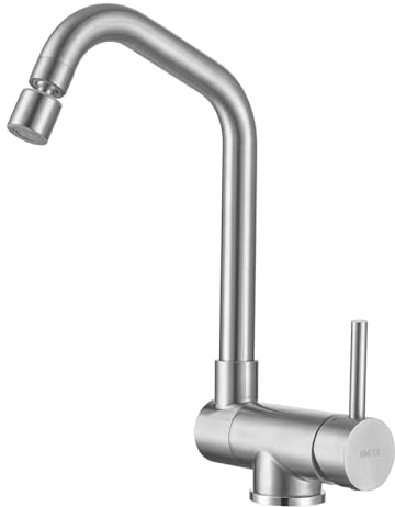 ONECE Vorfenster Küchenarmatur mit 2 Strahlarten, Wasserhahn Küche Klappbar mit 360° drehbar, Edelstahl Armatur Vorfenstermontage, Falten Mischbatterie für Küche, Matt