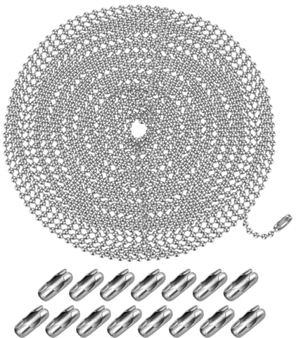 Catena con Perline da 5m Catena a Sfere in Acciaio Inossidabile da 3mm con 15 Pezzi Coordinati Catena di Estensione con Catena a Sfere per Creazione di Gioielli fai-da-te Collane Bracciali Portachiavi