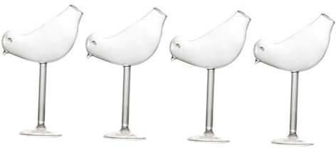 PRETYZOOM 4stücke Weintrinkbecher Glas Trinkbecher Vogeldesignbecher Kreativer Glashandwerksbecher Einfacher Trinkbecher Praktischer Cocktailglasbecher Rauchcocktailgläser
