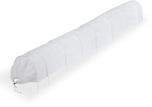 Relaxdays Serra per Orto con Archetti, Tunnel di 5 m, da Giardino, Protezione Piante da Uccelli e Parassiti, Bianco