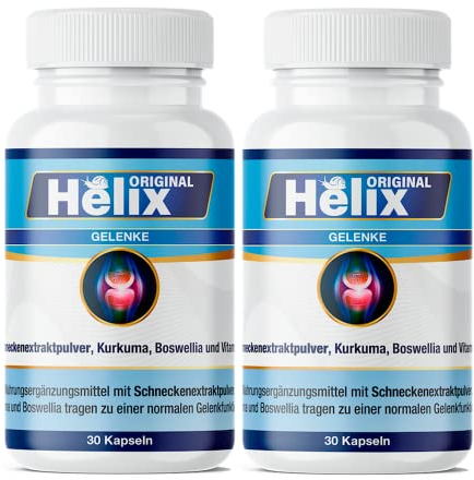 Helix Original - Nahrungsergänzungsmittel für Gelenkschmerzen mit Kurkuma, Boswellia, Schneckenproteinextrakt und Vitamin C für die Kollagenbildung - Laktosefrei, glutenfrei (60 Kapseln)