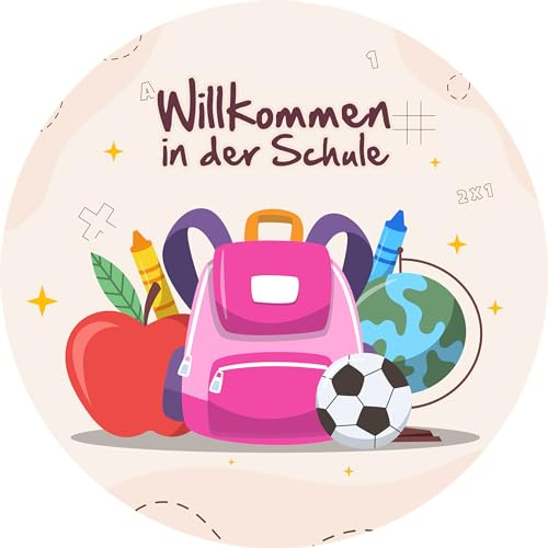 Tortenbild 20cm Willkommen in der Schule - essbarer Tortenaufleger rund aus Premium-Dekor-Papier