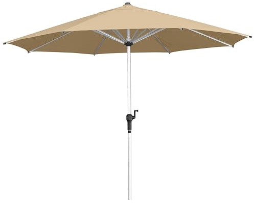 anndora Aluminium Sonnenschirm 350 cm mit Kurbelsystem - runder Sonnenschirm 3,5m Durchmesser für Balkon, Garten Terrasse