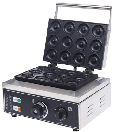Machine Devices Macchina per Ciambelle Commerciale da 1550 W, Macchina per Ciambelle a Doppia Faccia a 12 Fori, Mini Macchina per Ciambelle elettrica per Ciambelle