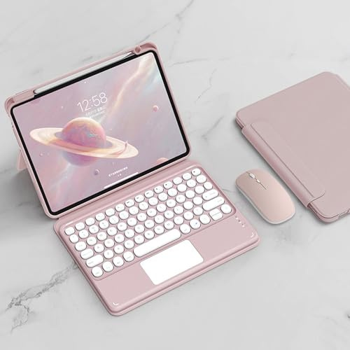 ZKAIAI Funda con Teclado para iPad Air 5ª/4ª Generación 10,9 Pulgadas (2022/2020) con Ratón Bluetooth, Cápsula Interior Magnética de Rotación de 360 Grados con QWERTY Español Teclado Trackpad, Rosa