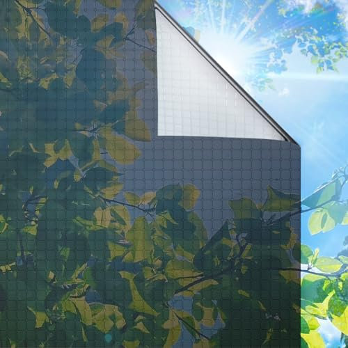 dktie Fensterfolie Spiegelfolie Anti-UV Sichtschutzfolie Wärmeschutz Fensteraufkleber Sonnenschutzfolie Tönungsfolie Fenster Rückstandslose Statisch Haftend (Gitter & Schwarz Silber, 90x200cm)