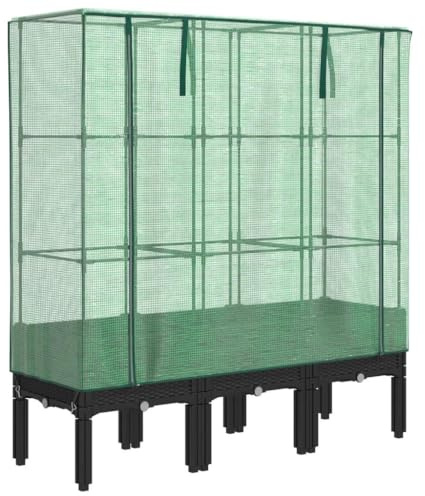 vidaXL Hochbeet mit Gewächshaus-Aufsatz Rattan-Optik 120x40x140 cm