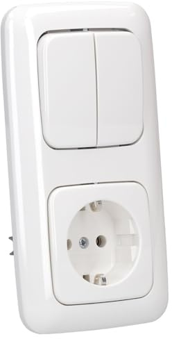 Busch-Jaeger Reflex SI Steckdosen- & Serienschalter-Set 2-fach | 1× 20 EUC-214 SCHUKO Steckdose + 1× 2000/5 US Serienschalter + 2505-214 Wippe + 2512-214 Rahmen
