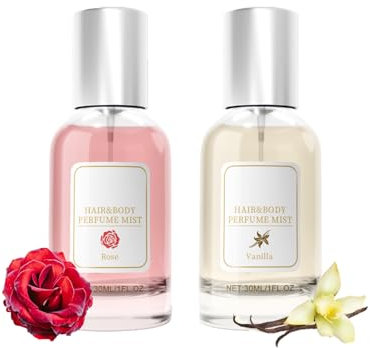 2 Stück Haarparfüm Damen, Hair Perfume für Women, Long Lasting Haar Perfume, Refreshing Body/Hair Perfume Spray für Women, Hair and Body Fragrance Perfume (Rose+Vanille)