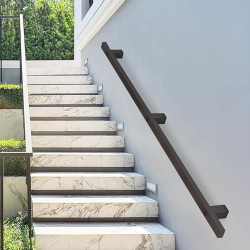 Lonmrrton Pasamanos de Metal Industrial, Kit de Soporte de barandilla de Escalera, barandilla de Escalera de Montaje en Pared Negra para pasamanos de Interior y Exterior/Exterior(510cm)