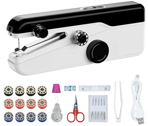 LetCart Máquina de Coser Eléctrica Portátil, Mini Máquina Coser Manual para Principiantes, con Kit de Costura, Fácil de Usar, Adecuada para Coser Ropa, Viajes Familiares, Bricolaje (Negro)