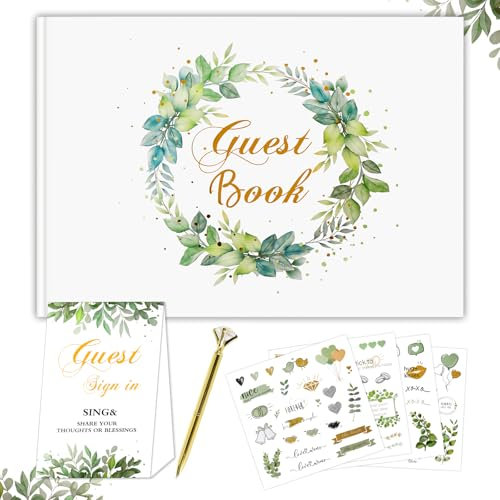 LURICO Guest Book Matrimonio, 120 Pagine Libro degli Ospiti Matrimonio, Libro Ospiti Matrimonio, Wedding Guestbook, per Matrimoni, Anniversari, Battesimi, Compleanni