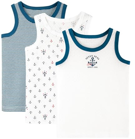 3 Pack Baby Tanktops Kinder Baumwolle Unterhemden Ärmellose Weste Jungen Atmungsaktiv Mesh Base T-Shirt Tops, Weiß 130