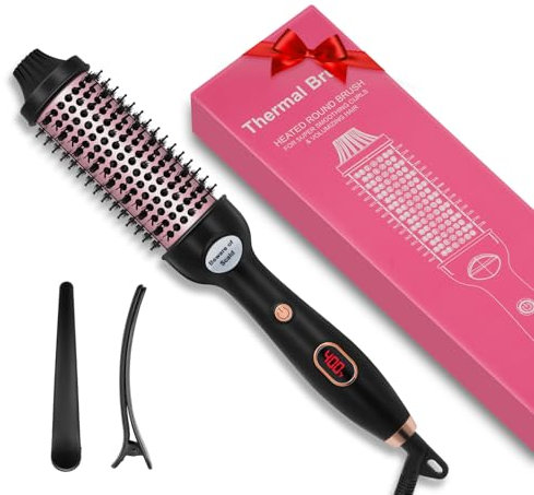 Vemfay Thermal Brush, 38 mm 3 en 1 Brosse Chauffante, Tourmaline Céramique Ionic Brosse Thermique Utilisée Comme Peigne, Fer à Lisser, Fer à Friser, Cadeaux pour les Femmes