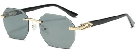 New Temperament Rimless Sunglasses Women's Fashion Joker UV Sunscreen Sunglasses for Men and Women Advanced (black)