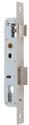 Cerradura de acero inoxidable para marco tubular, 85 x 20 mm, para puerta de jardín y puerta de metal, mandril de 20 mm, distancia de 85 mm, DIN izquierda/derecha, con lengüeta en U y sistema de