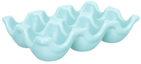 jojofuny Porta Uova in Ceramica 6 Scomparti Fessure, Organizzatore Salvaspazio per Frigorifero e Cucina, Vassoio Robusto per Conservare Uova di Gallina da Forno