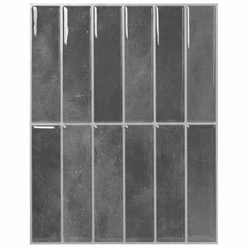 vidaXL Piastrelle rettangolari per bagno, 20 pezzi, grigio, 29 x 22,9 cm, in poliuretano e PET, rettangolari, impermeabili, resistenti, con finitura lucida, ideali per la decorazione