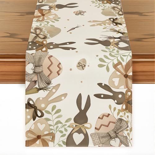 Ostern Tischläufer, Hase Ostern Tischläufer, Tischläufe Frühling, Osterdeko Tisch, 33x183cm, Ideal Für Frühlings Und Osterdekoration Zuhause Und Partys (B)