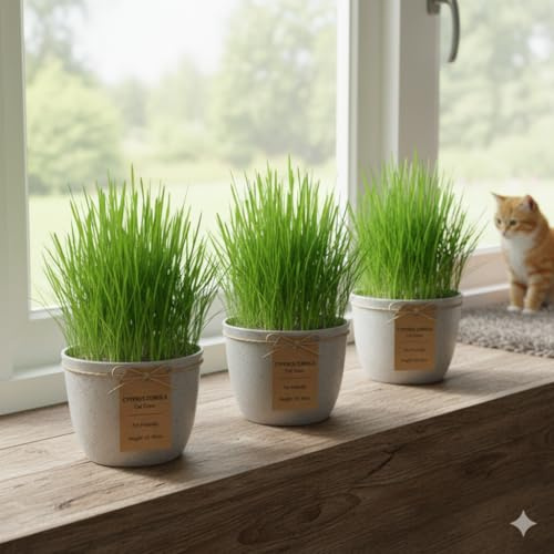 Cyperus Zumula Katzengras, 3er Set, Fertig Gewachsen, Zimmerpflanzen, Pflegeleicht, Haustierfreundlich, Höhe 20-30 cm
