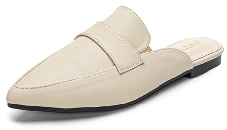 Mocasines Planos Novia Punta Afilada Mujer Elegantes Zapatos Sin Talón Chanclas Zapatos Invitada Boda para Ceremonia Recepción,Apricot,36 EU
