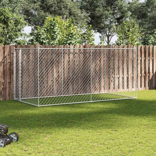 Outdoor-Hundezwinger mit Überdachung und abschließbarem Riegel - Verzinkter Stahl Hundezwinger mit Polyethylen-Dach als große Hundehütte mit Flügeltür