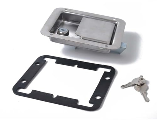 POPETPOP 2 Stück Edelstahl Anhängerschlösser für Auto Anhängerbox mit Wasserfestem Heavy Duty Schloss und Passenden Schlüsseln für Raue Arbeitsbedingungen