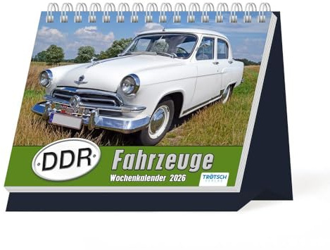 Trötsch Aufstellwochenkalender DDR Fahrzeuge 2026: Aufstellkalender Tischkalender