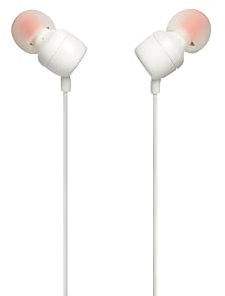 JBL Tune 110 Wired In-Ear Headphones with JBL Pure Bass Sound and Microphone, White