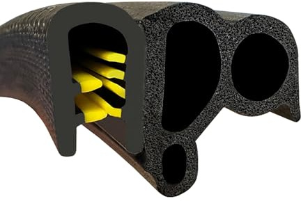 Goma estanqueidad Universal 3m para junta de puerta, sellado puerta caravana, naval, maquinaria agrícola etc. Rango para sujeción 2-4 mm, NEGRO
