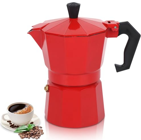 HERCHR Moka Pot,Stovetop Espresso Maker,6 Cup 300ml Express Moka Coffee Maker Brewer Percolator,Induction Moka Pot Aluminum Italian Coffee Machine Maker Makes Delicious Coffee