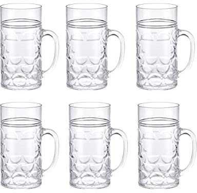 Boccali e boccali da birra Bicchieri da birra con manico tradizionale tazza di birra occhiali set set perfetto per tè caffè in vetro per il tè quotidiano bicchieri da bere 35 oncia 6-pack Boccali da b
