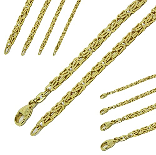 G & J Königskette Collier 585 14Karat 1,8-3,2mm 45-65cm massiv Gelbgold Halskette für Damen Herren Made in Germany (21 cm, BREITE: 3,2 mm)