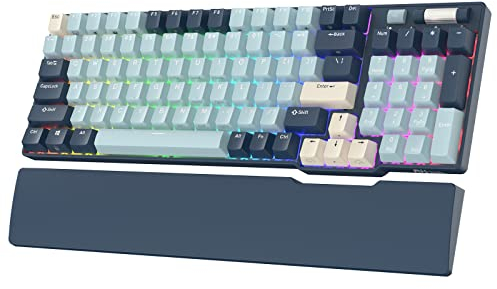 RK ROYAL KLUDGE RK96 RGB Limited Ed, 90% 96 Keys Wireless Triple Mode Bluetooth 5.0/2.4G/USB-C Hot Swappable Mechanical Keyboard w/Software Support & Massive Battery, RK Yellow Switch, Forest Blue